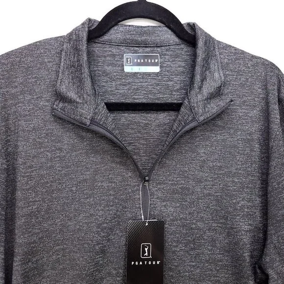 PGA Tour Quarter Zip Pullover Long Sleeve Men's Medium Polyester Golf Shirt Gray - Picture 3 of 13